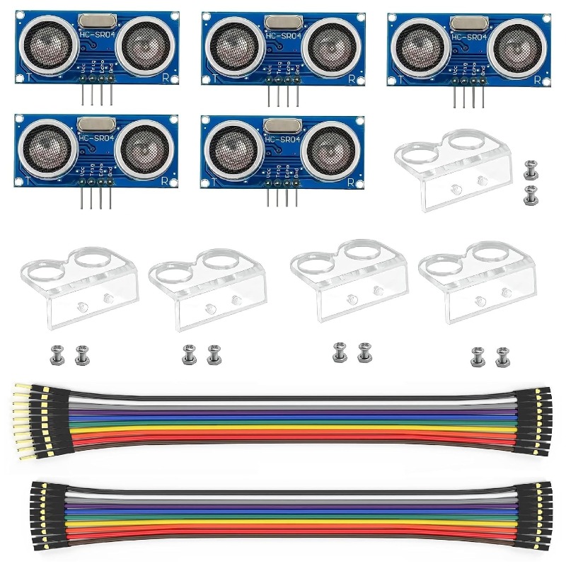 5 個の超音波モジュール HC-SR04 MELIFE 距離センサー 5 個の取り付けブラケット付き 2 ワイヤーセット Mega R3 MEGA Mega2560 ロボット用