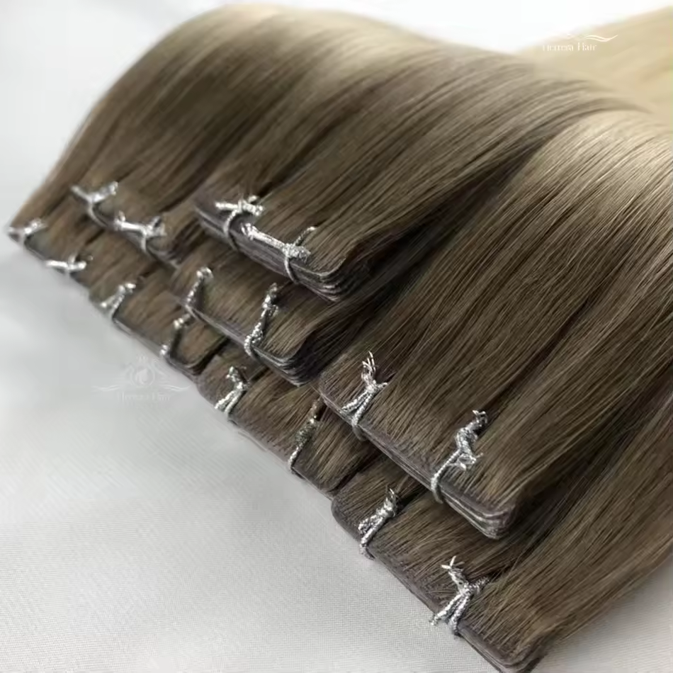 ピアノオンブルカラーインジェクトハンドタイドインビジブルテープヘアエクステンション最高の鱗状バージン品質健康な100人毛2~3年