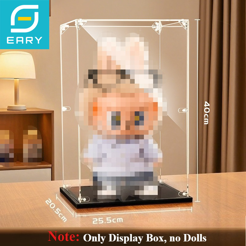 アーリー透明ディスプレイボックス Labubu アクリル収納キャビネット防塵モココスペースモリー 400% チェスキング人形なし
