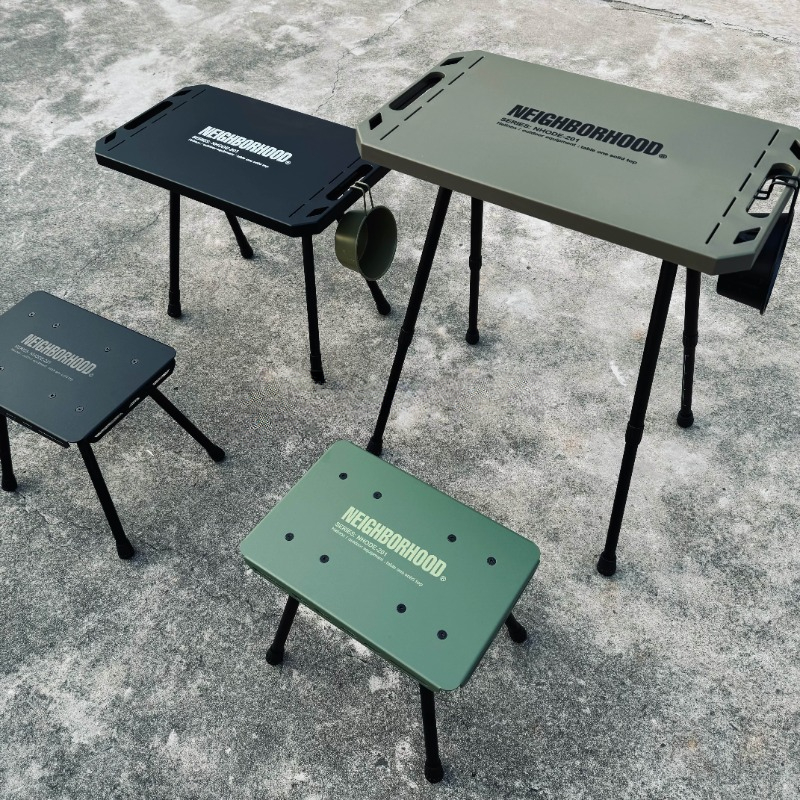 Neighborhood NBHD 屋外キャンプテーブルと椅子セット、ポータブルで保管しやすい、手持ち戦術テーブル、釣りティーテーブル