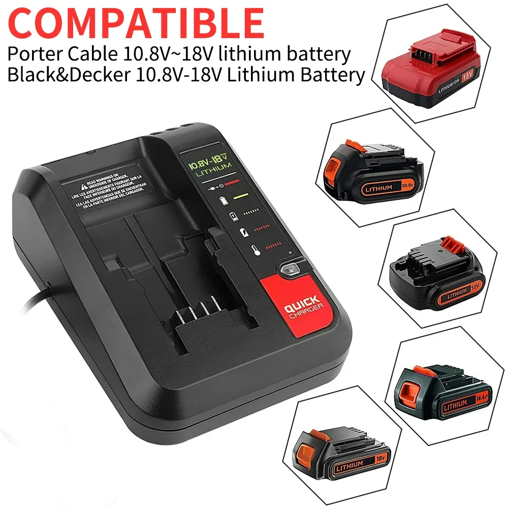 リチウムイオンバッテリー充電器 急速充電 ブラックアンドデッカー 10.8V 18V 20V モデル LBXR20 LBXR20B ASL186K ASL188K ツール 2A 100-240V
