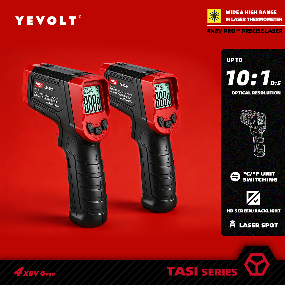 YEVOLT TA600 シリーズデジタル赤外線温度計ハンドヘルド非接触 IR レーザー熱温度ガンポイント HD スクリーン調理用