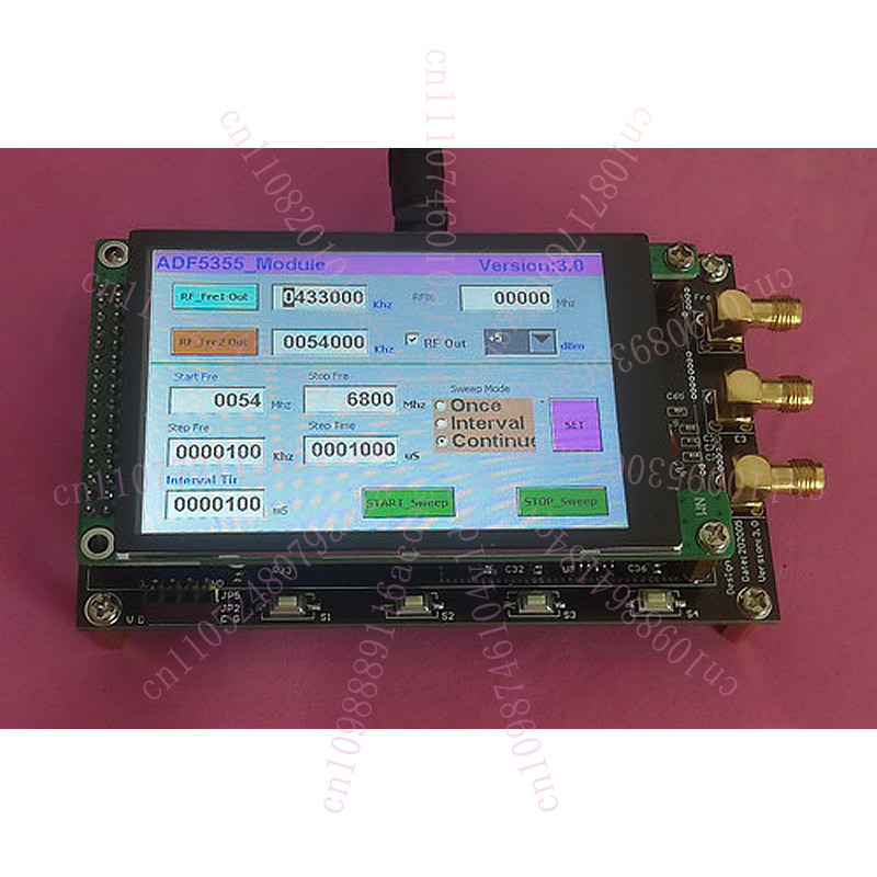 ADF4355 / ADF5355 モジュール 3.5 インチ容量性カラースクリーン RF 信号源 VCO マイクロ波周波数シンセサイザー オリジナル