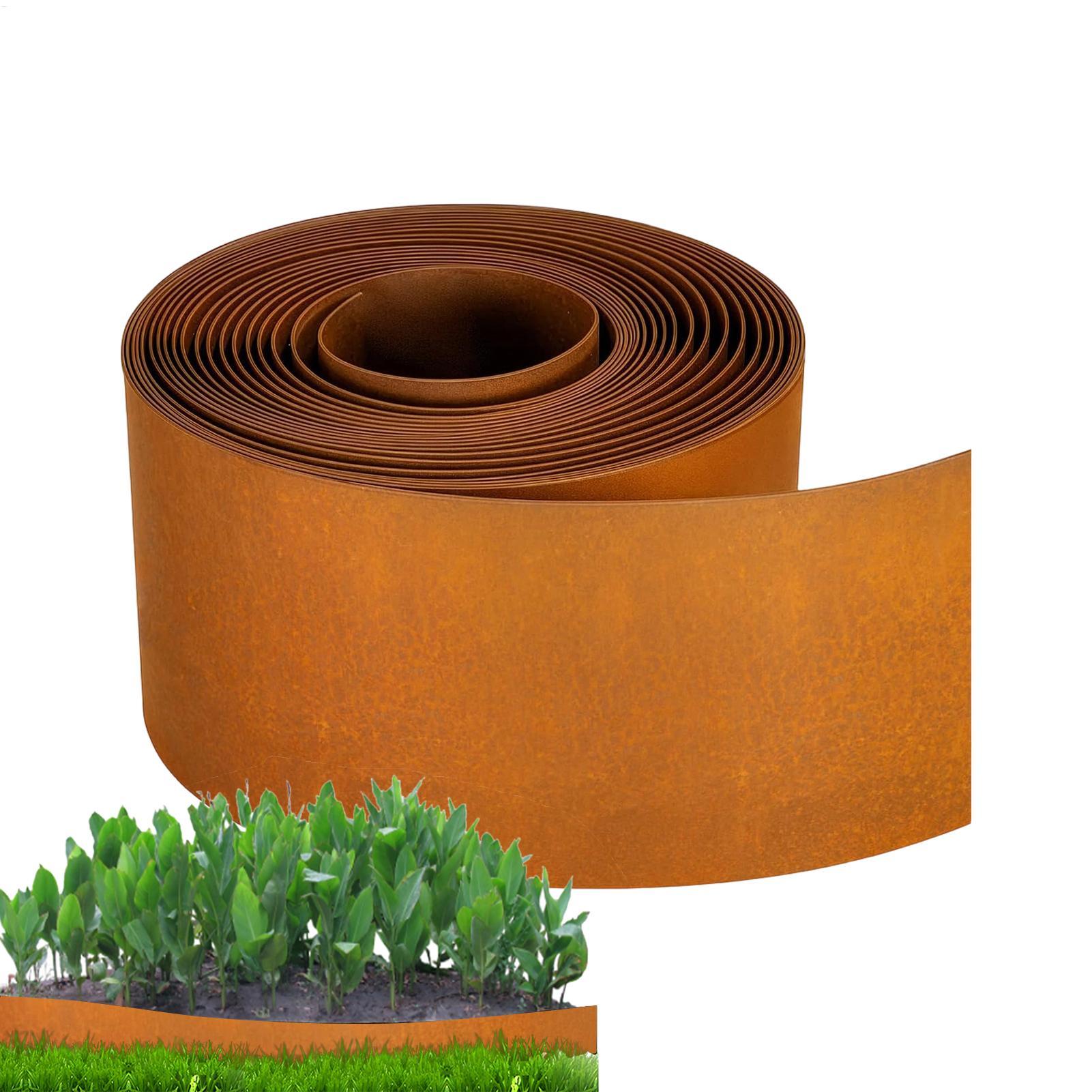 5m/ 10m Grass Stone Isolation Belt Pre-Aged Rusty Color Metal Garden Mowing Edging Landscape Edging Border For Patio Lawn Fence
