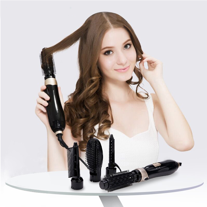 4 で 1 多機能熱風ヘアブラシ電気回転ワンステップコームカールヘアスタイリング電気イオンドライヤーブラシツール