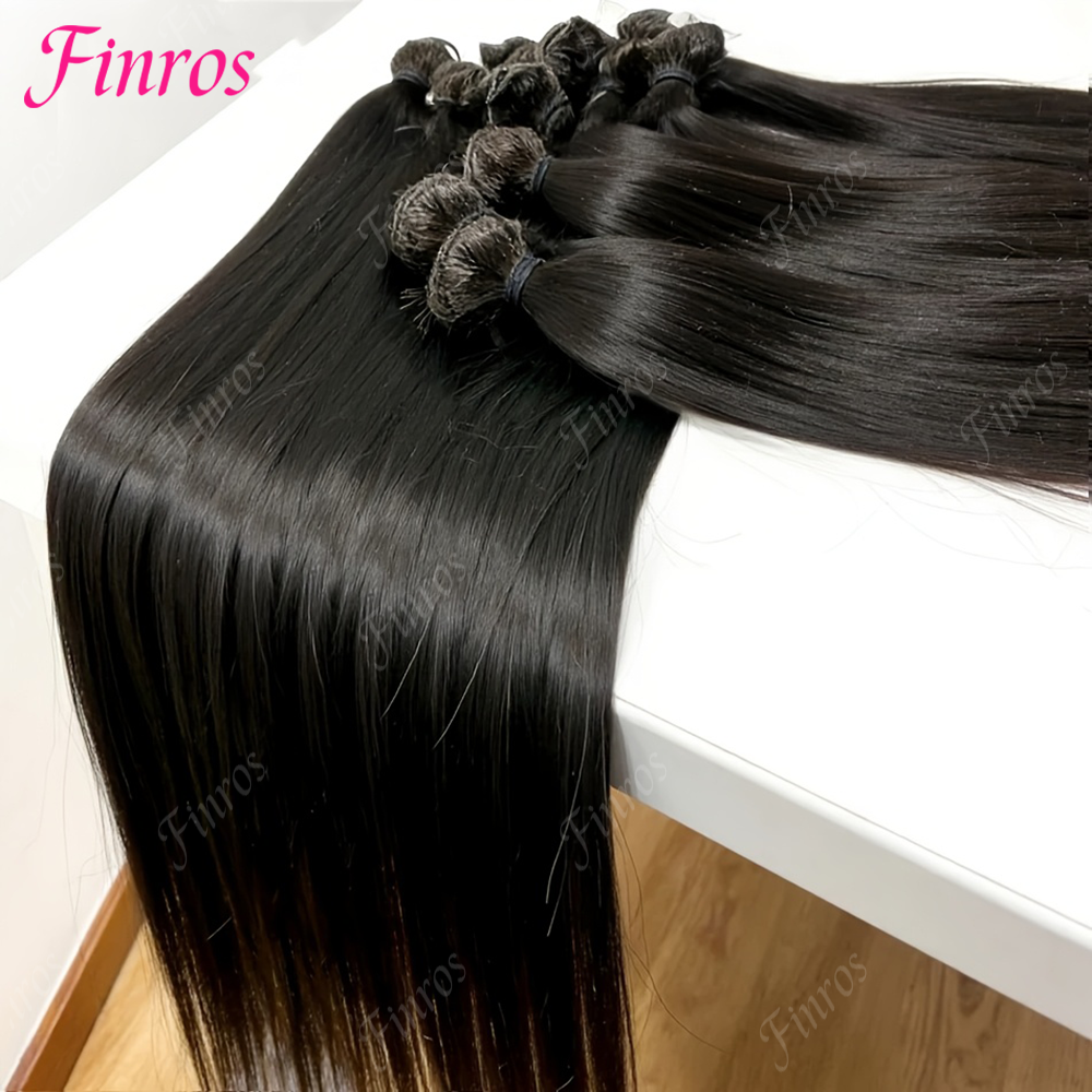 Finros 髪ブラジルストレートヘア織りバンドル高比率人毛 3 または 4 バンドルナチュラルブラックレミーヘアエクステンション