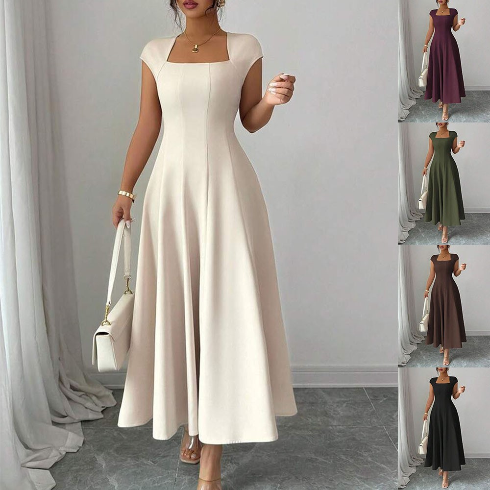 2026 ファッションエレガントなイブニングドレス A ラインドレス女性のためのパーティー結婚式 Vestidos 気質半袖無地宴会