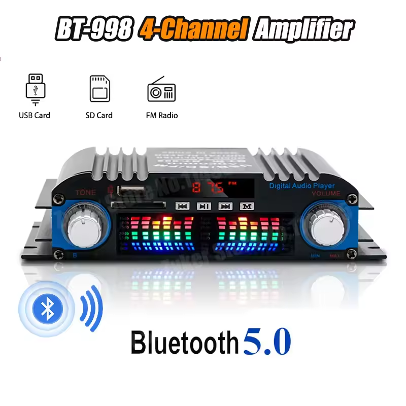 1800 ワットのピークパワーデジタル 4 チャンネルオーディオアンプ HiFi サウンドアンプ Bluetooth カラオケプレーヤー FM ラジオサポートリモコン