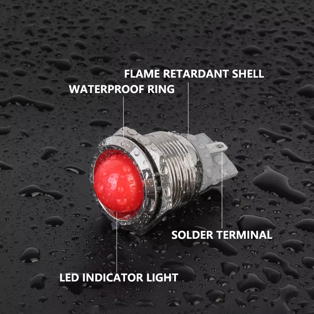 ABILKEEN 10PCS/Lot 19MM LED Signal Indicator Light AC/DC 3~220V IP65 Waterproof Mini Industrial Pilot Lamp 2Pin Solder Terminal