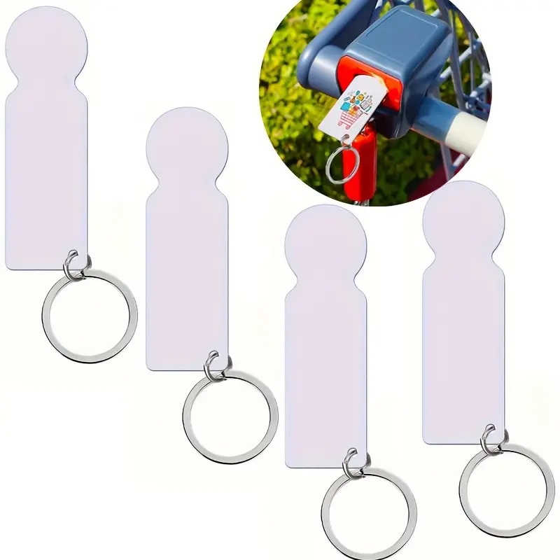 100Pcs/Lot Sublimation Aluminum Shopping Cart Coin Picture Frames Blanks With Keychain Trolley Token Metal Shopping Token Ring
