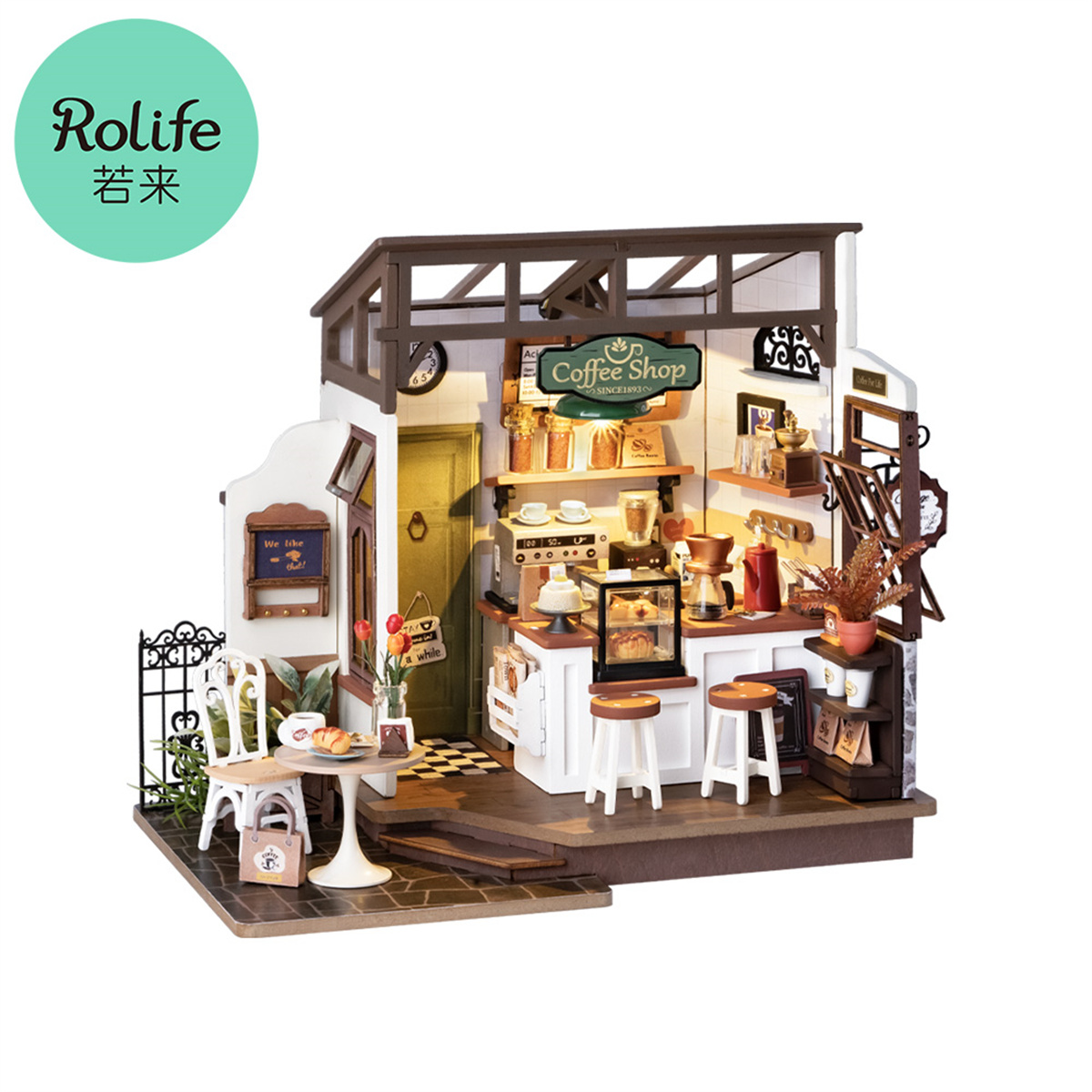 Rolife DIY ミニドールハウス No 17 カフェモデルキット DIY コーヒーショップドールハウス子供ミニチュアファンタジードールハウス木製キットおもちゃ