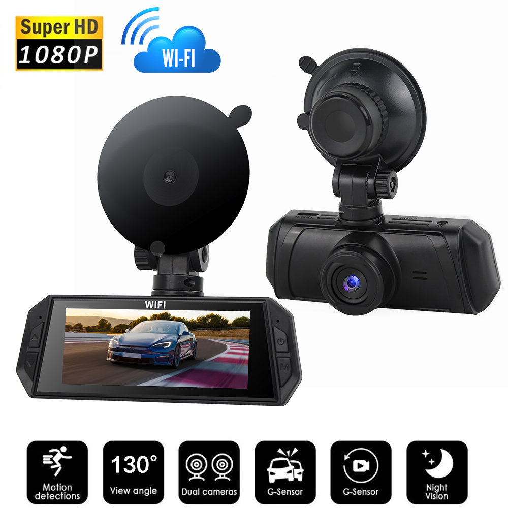 2 チャンネル 1080P 車 Dvr WIFI ダッシュカム車両レコーダービデオフロントインサイドカメラダッシュカムブラックボックス用