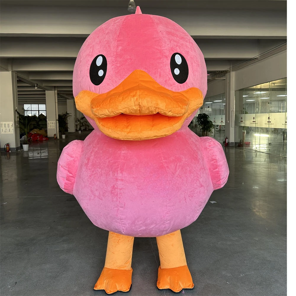 巨大なぬいぐるみインフレータブルピンクアヒルマスコットコスチューム大人用、広告ファンシードレスハロウィンクリスマスファンシーパーティー衣装 2m