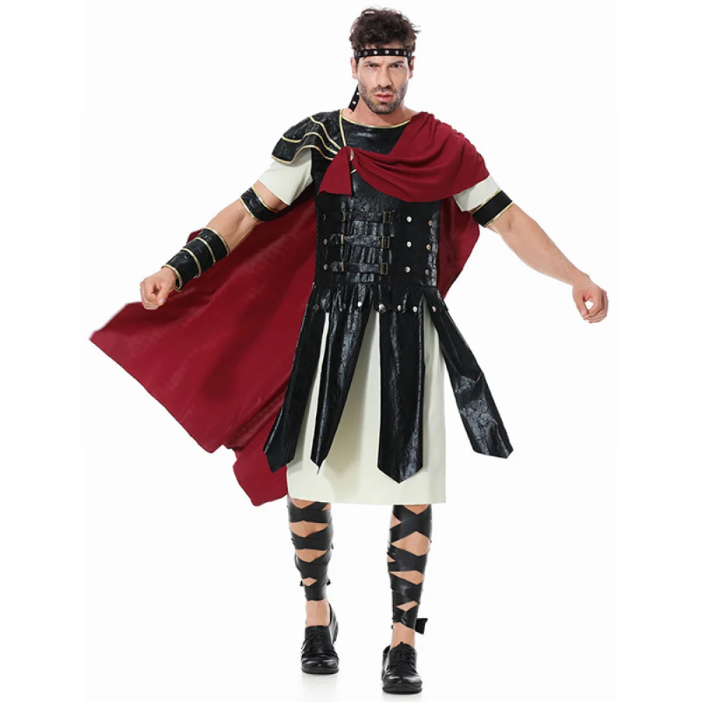 中世ローマロイヤルナイトスパルタ戦士コスプレハロウィン衣装男性大人のカーニバルヨーロッパ剣闘士兵士マント