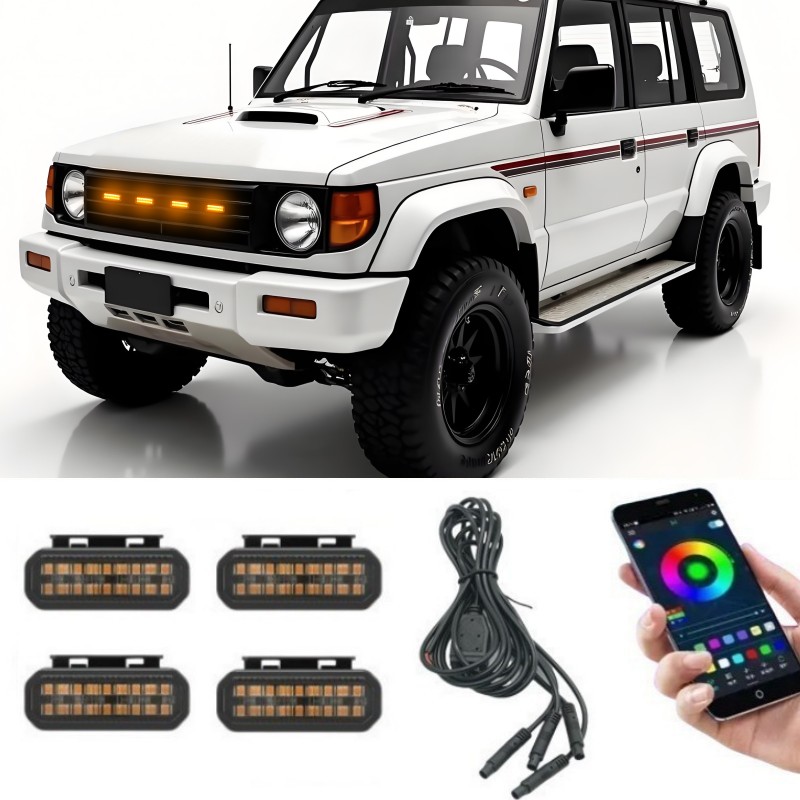 LED フロントグリルライト三菱パジェロ V31 V32 V33 V43 車のデイタイムランニングライトホイール眉毛ランプピックアップオフロード 12V