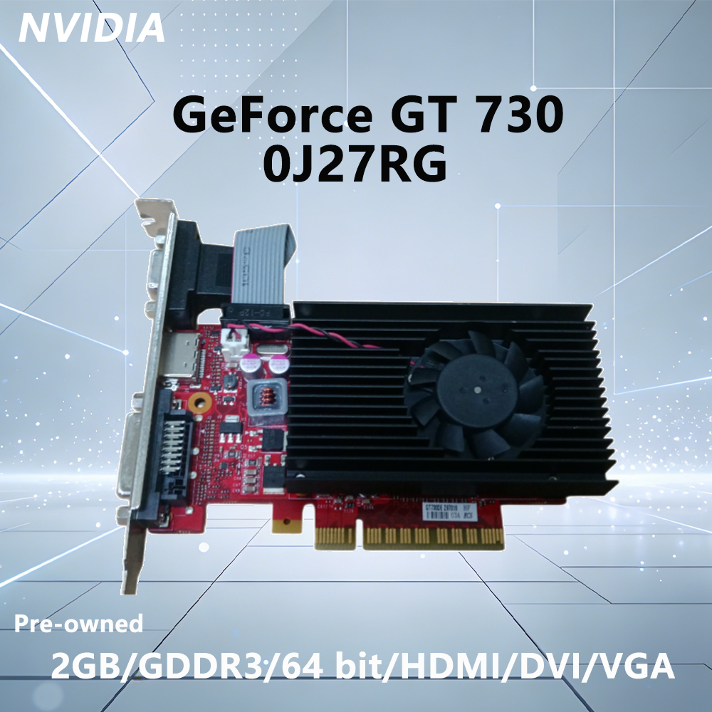 NVIDIA GT730 GPU 0J27RG グラフィックカード（PC用、HDMI、VGA、DVI、PCI-E 2.0対応、シングルファン、デスクトップPC用）