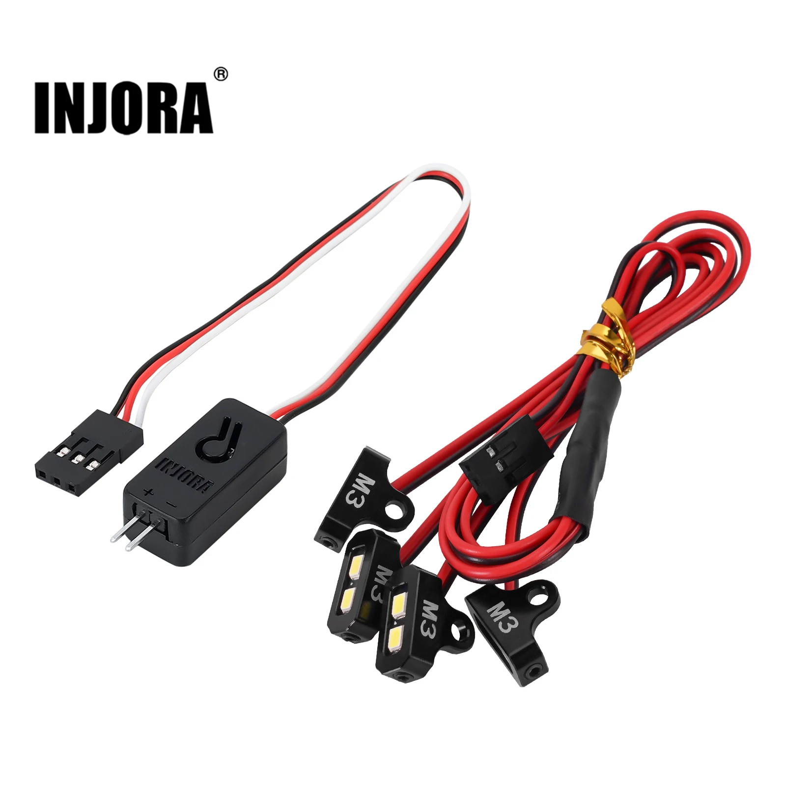 INJORA 4LED ロック ライト キット 1/10 RC クローラー用 (ホワイト、イエロー)