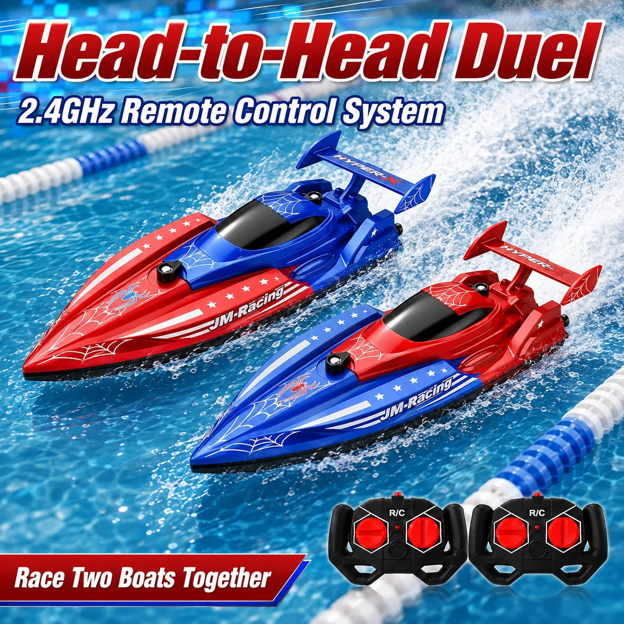 キッズ RC ボート 2.4GHz リモコン レーシング 防水 スパイダー スピード ボート 充電式バッテリー付き プール 湖用 - ボーイズギフト