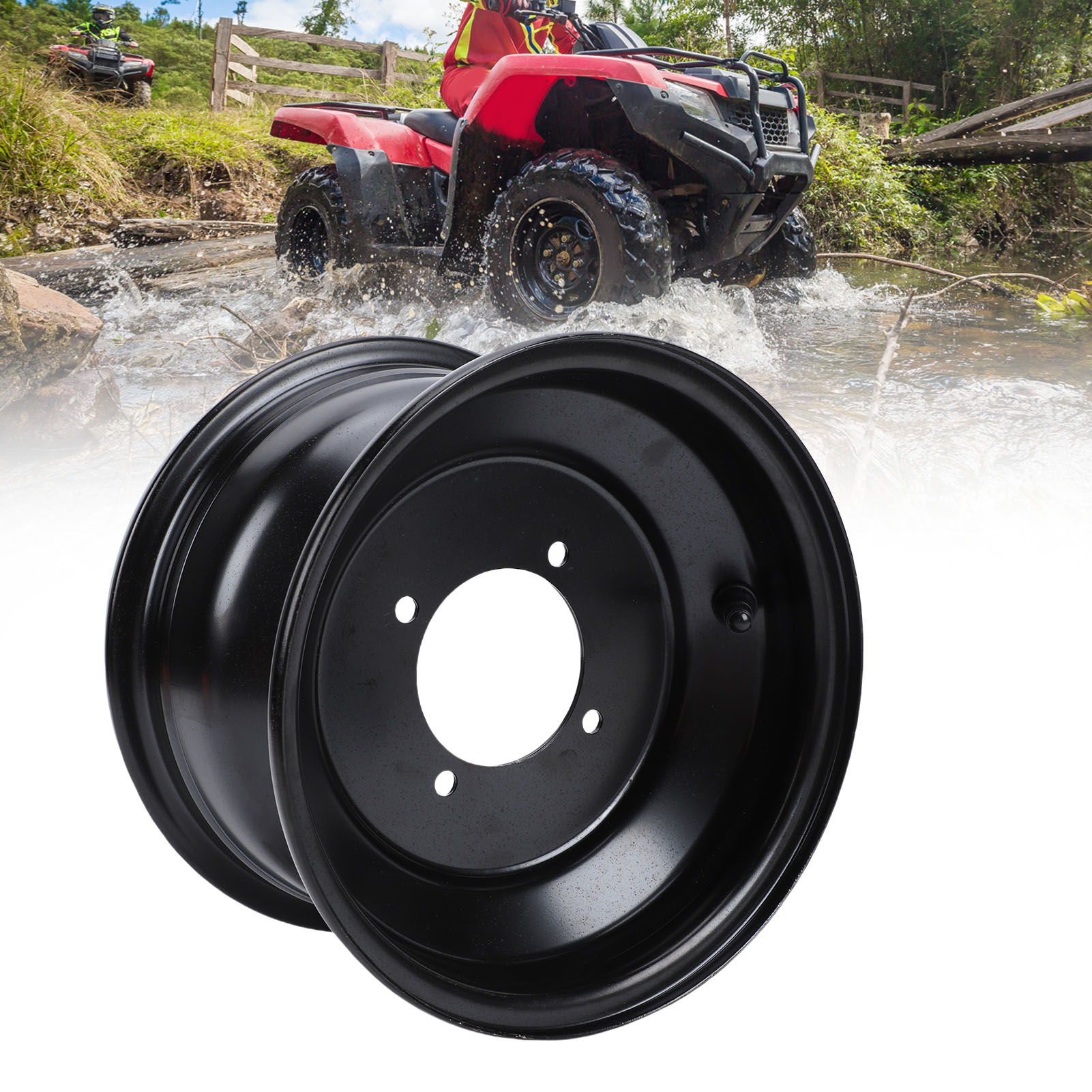 19x7-8 8 インチ ATV フロントホイールリム 4 ボルト穴高強度スチールホイールハブリムゴーカートクワッドダートバイクバギーライドオンモア用