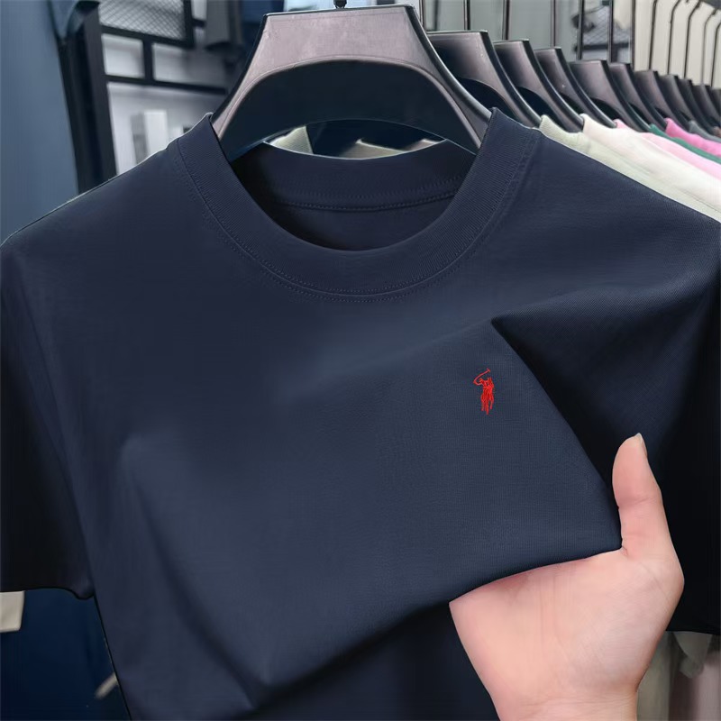 メンズコットン半袖Tシャツファッショナブルなポニープリント夏の新しいハイエンド快適なカジュアルクルーネックトップ