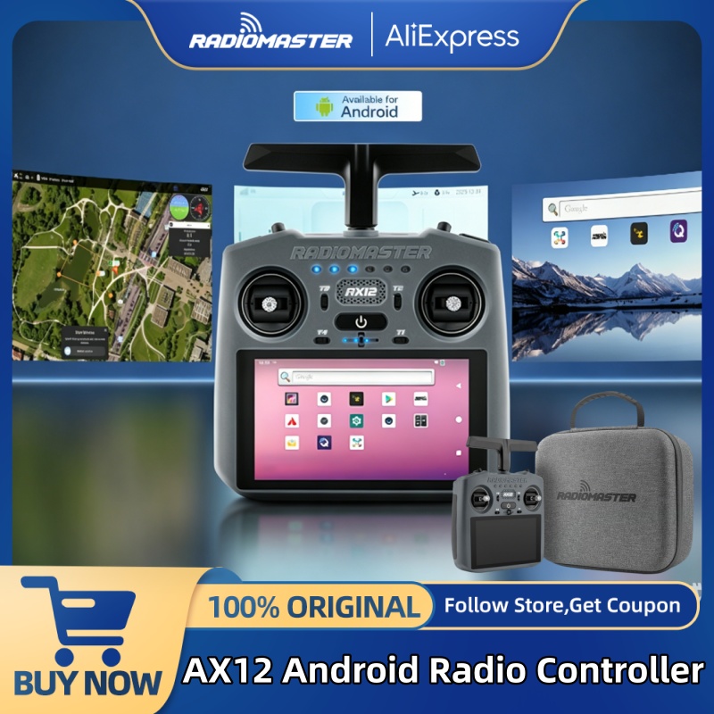 Radiomaster AX12 Android ラジオ コントローラー ExpressLRS 2.4GHz Sub-G 900MHz、デュアル 3.7V 21700 リチウム電池 MAVLink 対応