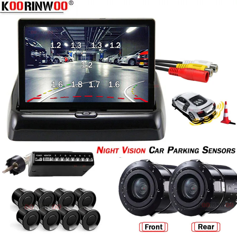 Koorinwoo 可視ビデオシステムインテリジェントフルキットパークトロニクス 8 駐車センサーカメラフロントフォーム車の Android ラジオ