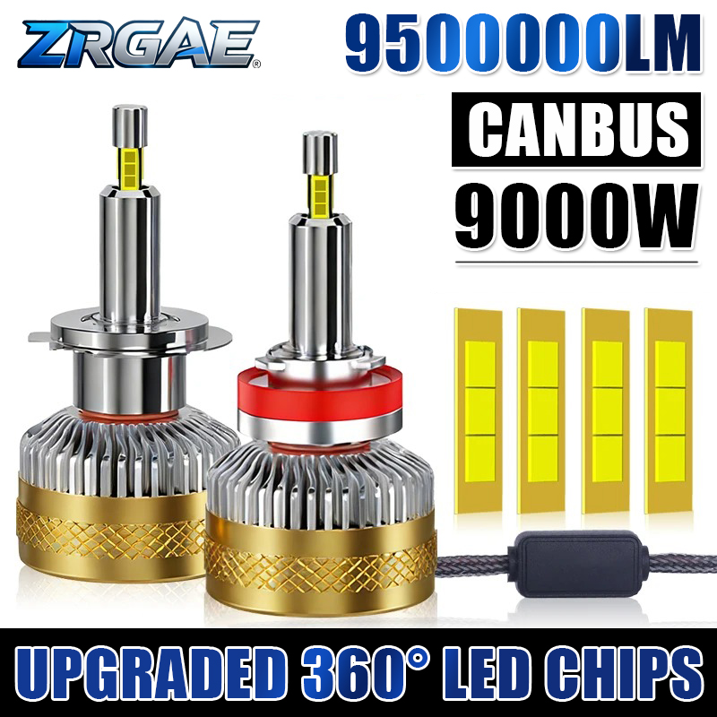 9000W H7 LED ヘッドライト Canbus 360° プロジェクターレンズ用 H1 H4 H8 H9 H11 ターボランプ 9005 9006 HB3 HB4 ハイパワー LED 電球 6000K
