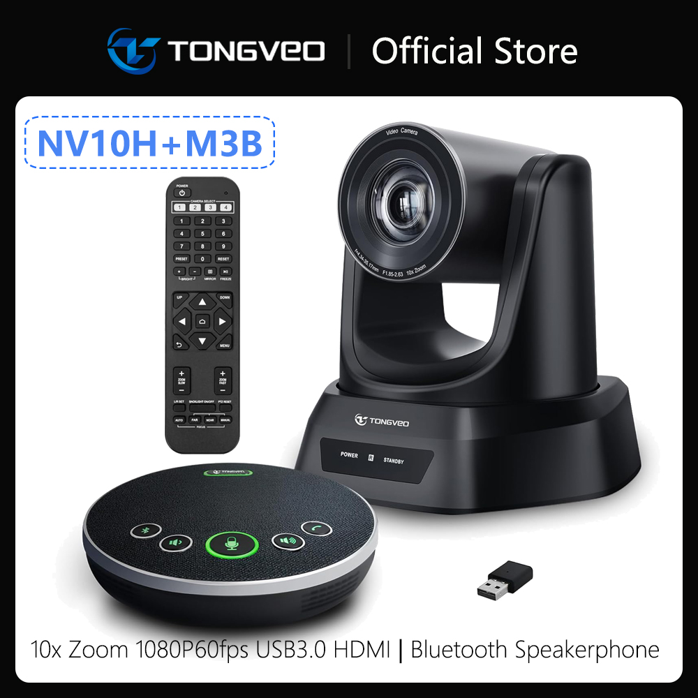 10X Zoom 会議室カメラシステム HDMI/USB3.0 PTZ カメラ 1080P 60FPS およびマイク付きワイヤレス Bluetooth スピーカーフォン、
