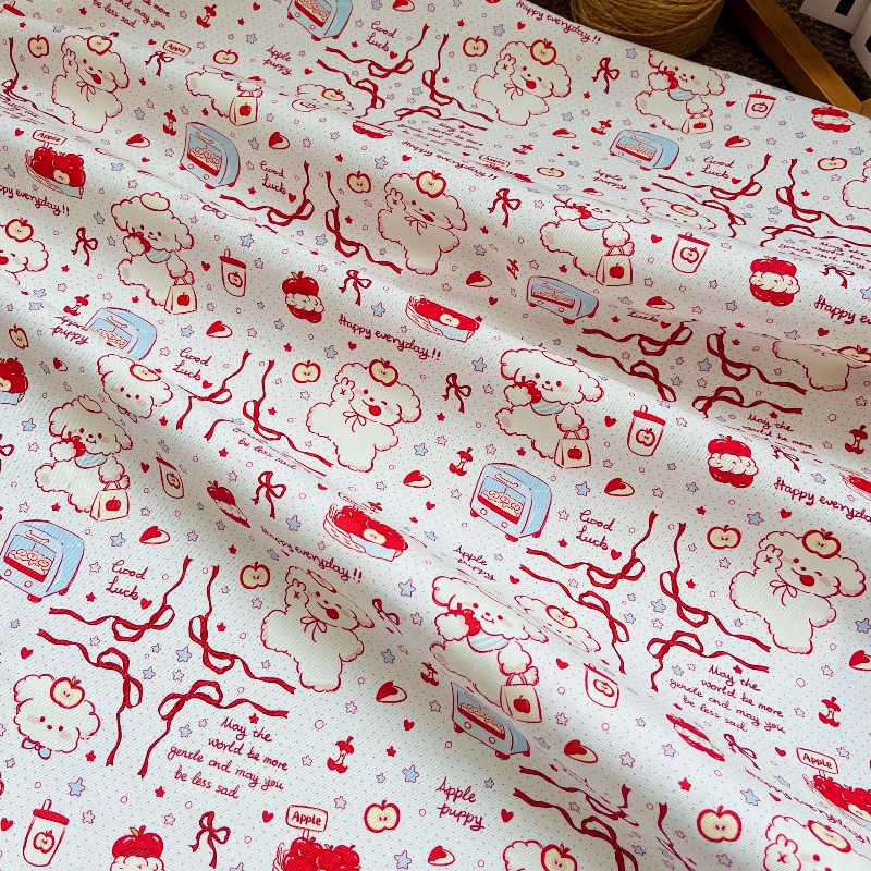 1 メートル X1.5 メートルリンゴ犬綿生地漫画キャンバスバッグコートベスト家の装飾手作り DIY ファッション生地
