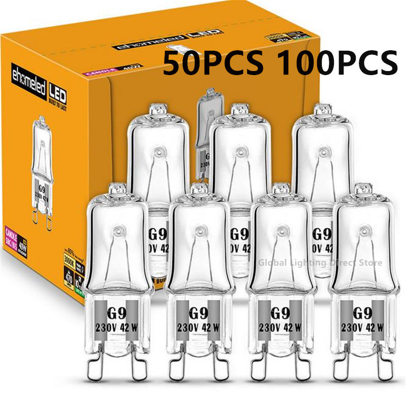 卸売 50/100 個 G9 220V 25 ワット 33 ワット 60 ワットエコハロゲン電球カプセル LED ランプ電球挿入ビーズクリスタルランプハロゲン電球 2