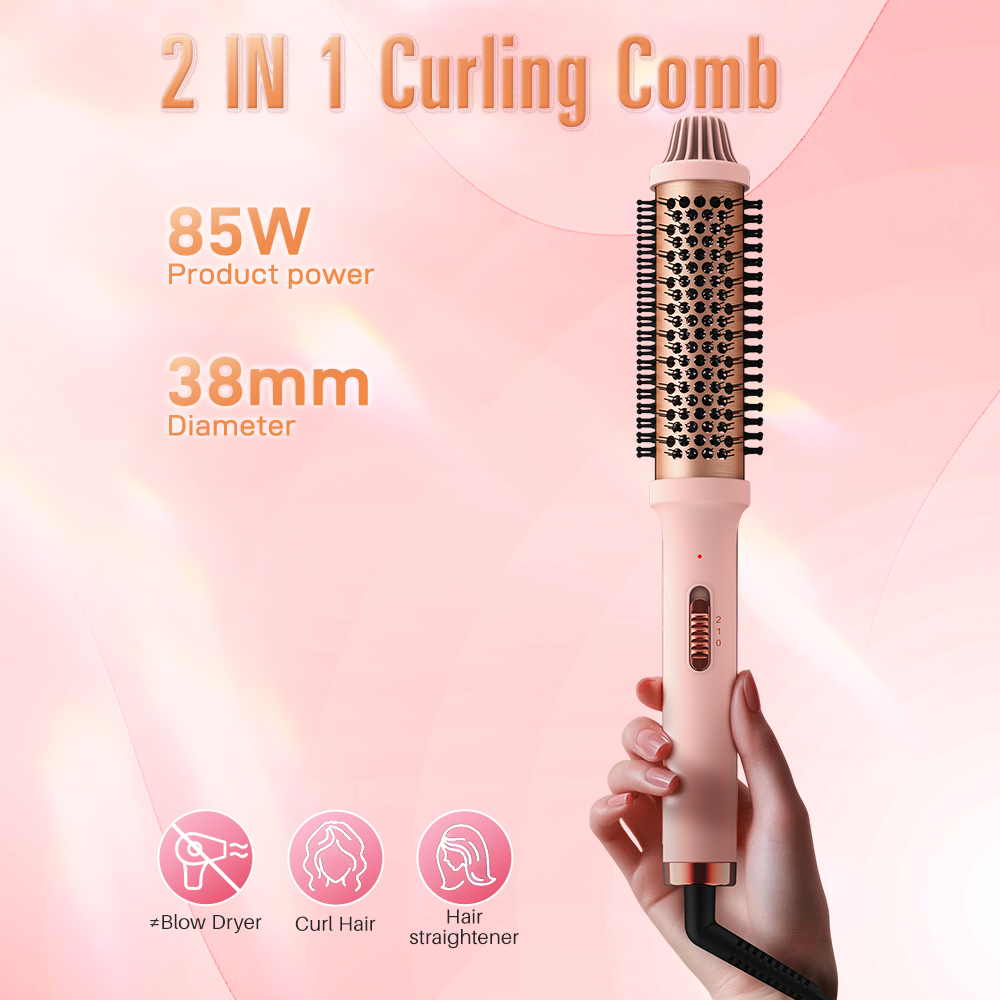 38mm ヘアアイロン、デュアル PTC 加熱、より速い加熱速度、2 つの熱設定を備えた新しいカーリングワンド、熱風機能なし