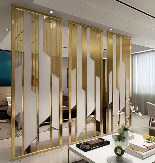 High Quality Stainless Steel Translucent Waterproof Panel Room Divider with Modern Luxury Design for Hotel and Office Use