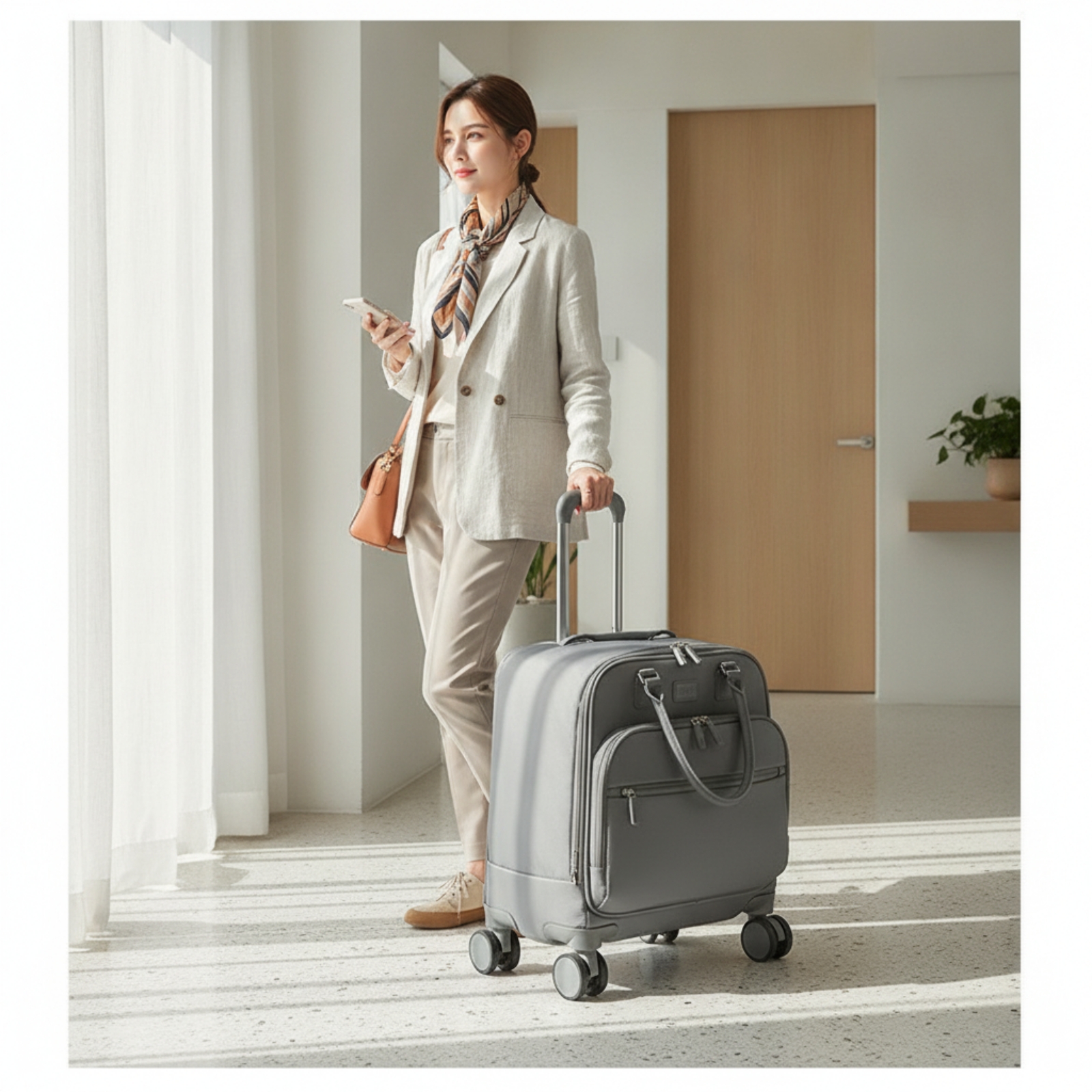 Softside Rolling Carry-on Suitcase Lightweight Suitcase with Telescopic Handle Luggage Organized Underseat