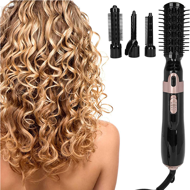 ヘアブロワーブラシマイナスイオンヘアドライヤーブラシ 4 in 1 ブロードライヤーヘアカーリングアイロンストレートブラシ