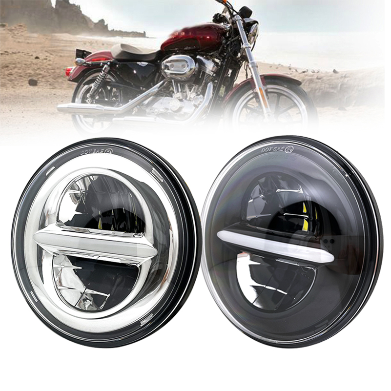 1 個 5 3/4 インチ 5.75 インチ LED 車オートバイヘッドライト H4 Phare Farol モトヘッドランプヘッドライトハーレーインディアンスカウトホンダ用。