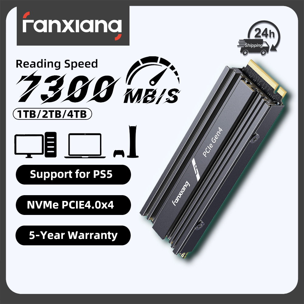 Fanxiang S880R 7450MB/秒 SSD NVMe M.2 2280 PCIe Gen 4 ゲーム SSD 4TB 2TB 1TB 内蔵ソリッドステートハードディスク PS5 用ヒートシンク付き