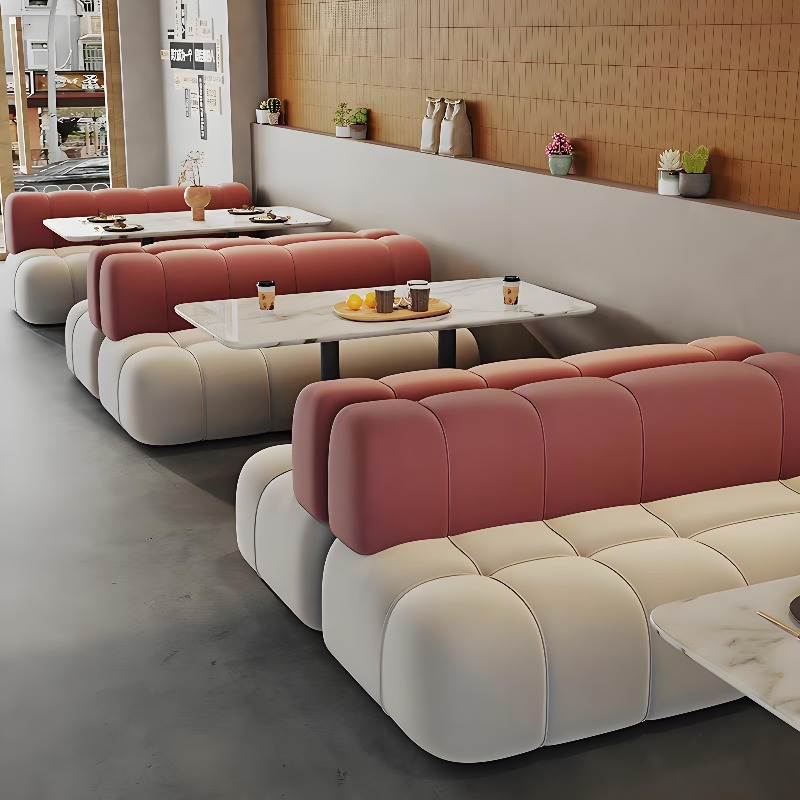 /木製ソファ 屋台とテーブル 椅子 コンボソファとロング屋台 シート家具 レストラン コーヒー ピザショップ
