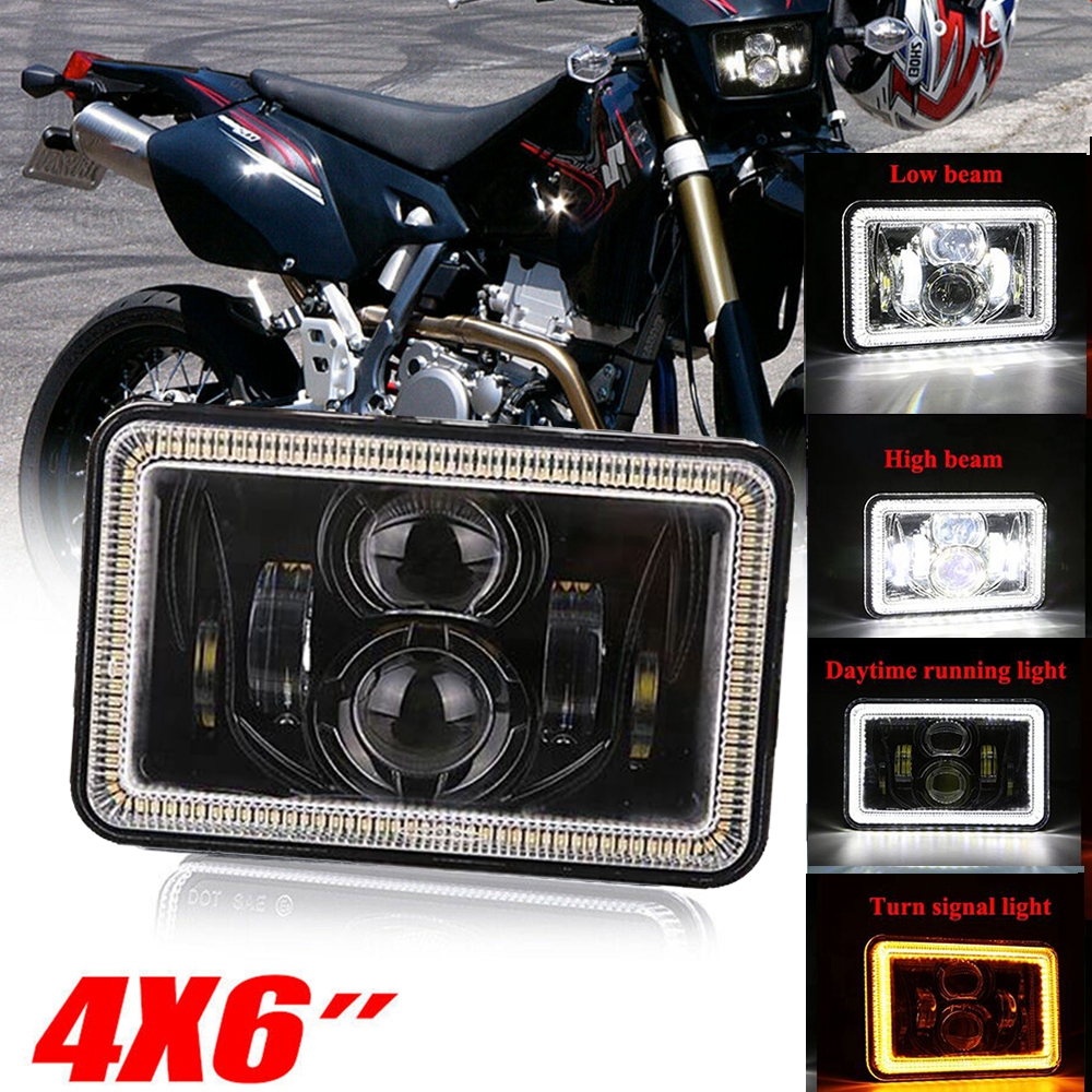 Marlaa 4 × 6 "インチ LED ヘッドライト Hi/Lo シールドビームヘッドライトプロジェクターホンダ XR スズキ DRZ オートバイアクセサリー長方形