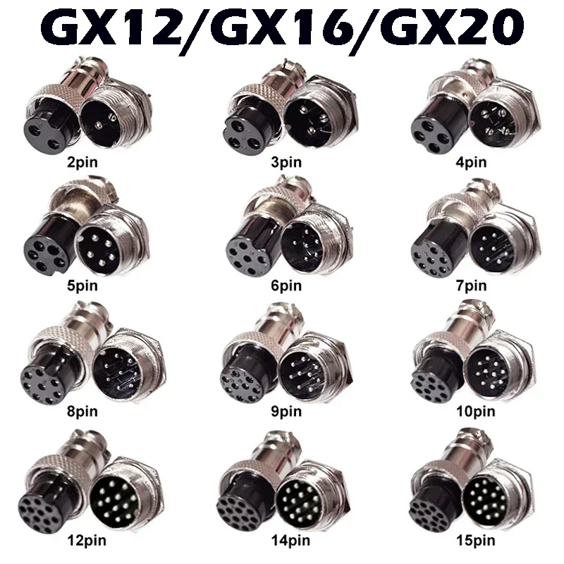 5/10/100 セット GX12 GX16 GX20 航空コネクタ 2 3 4 5 6 7 8 9 10 12 14 15 ピンオスメスドッキングケーブルアビエータープラグソケット