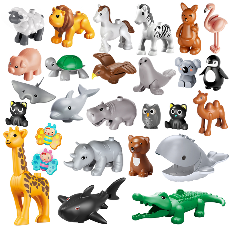 26 ピース/セットビッグサイズフィギュア動物ブロックファームシリーズビッグビルディングブロック動物シリーズのおもちゃ子供のためのキッズパーティーギフト