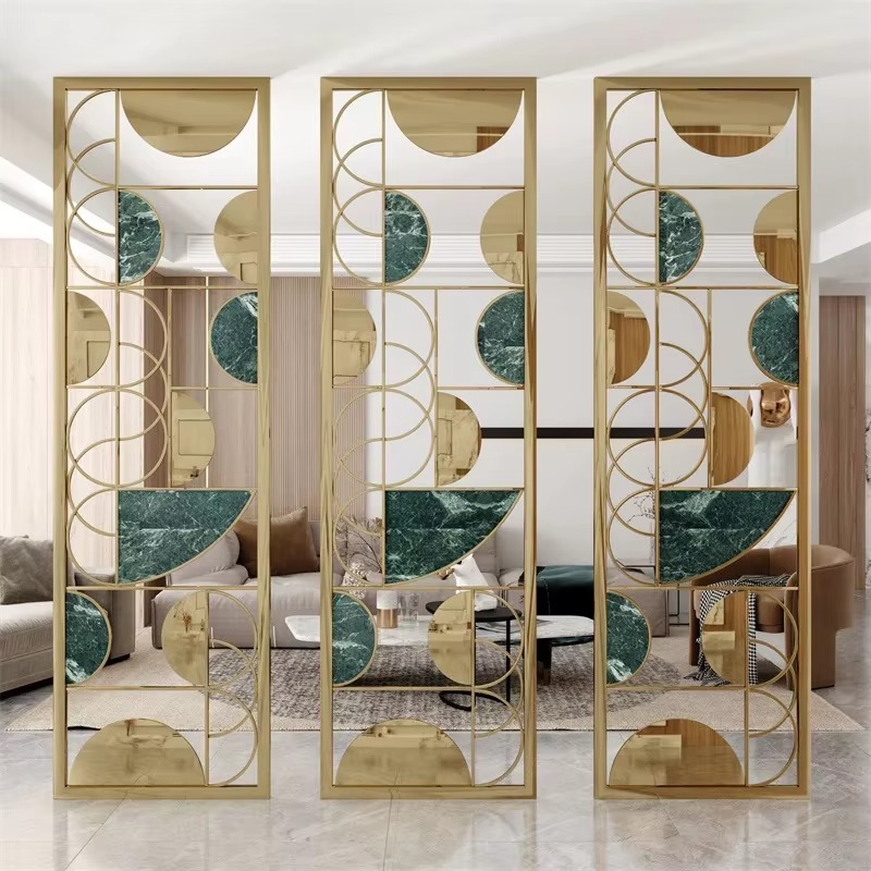 Home Decorative Metal Wall Decor Panels Gold Stainless Steel Room Divider Partition