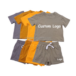 Custom-Printed Summer Cotton Boys' Clothing Set: Oversized T-Shirt and Short-Sleeve 2-Piece Set for Outdoor Sports, School, and Casual Wear