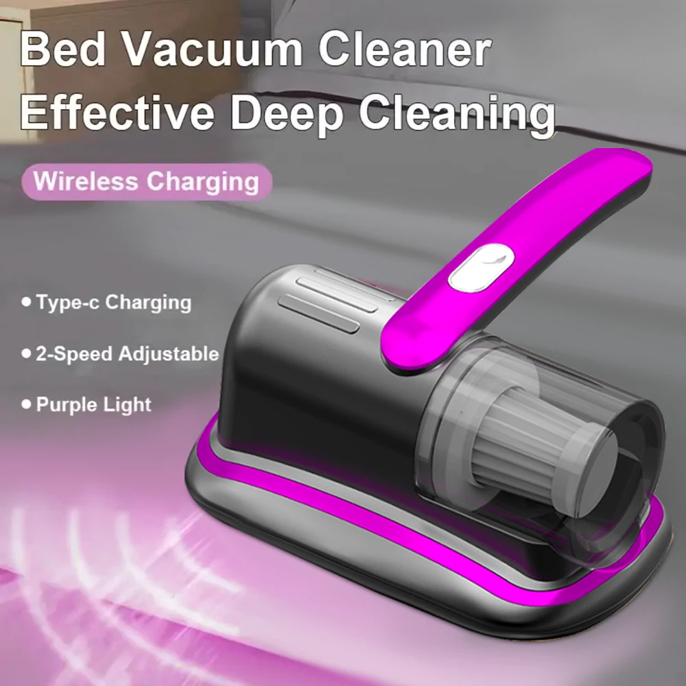 UV-C ライト HEPA フィルターと超音波振動を備えたワイヤレス ハンドヘルド マットレス掃除機 12KPa ベッド ソファ カーシート カーペット用