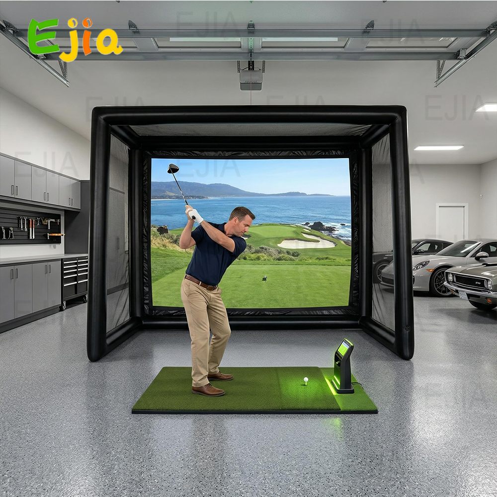 新しくポータブルインフレータブルゴルフシミュレーターエンクロージャ屋内/屋外ゴルフ練習スイングテントトレーニング用投影スクリーン付き