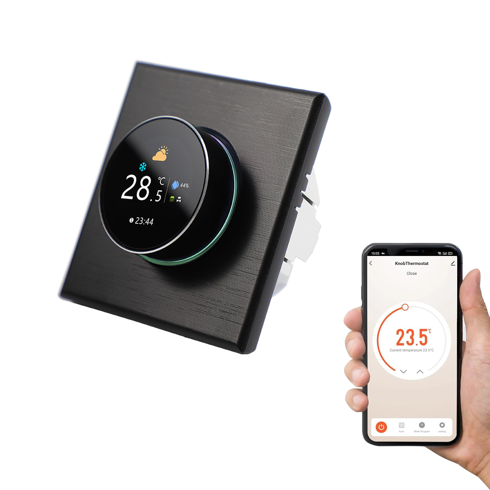 Qiumi スマート Wifi カラーノブサーモスタットエアコン温度コントローラーは Alexa GoogleHome で動作します