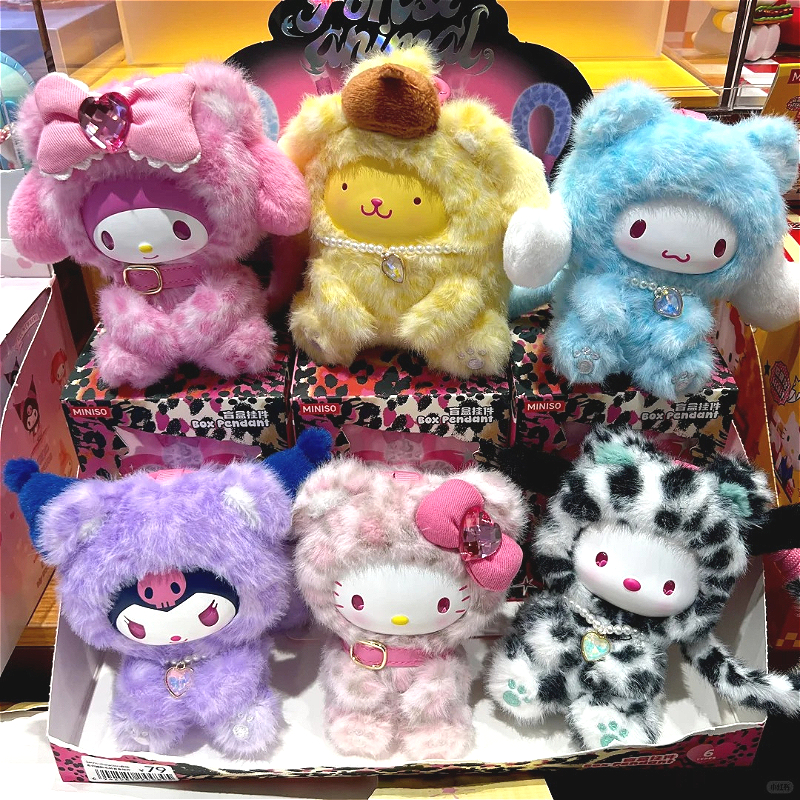 本物の Miniso サンリオ森の動物シリーズブラインドボックスクロミメロディキティぬいぐるみミステリーボックスおもちゃかわいいサプライズバッグペンダントギフト