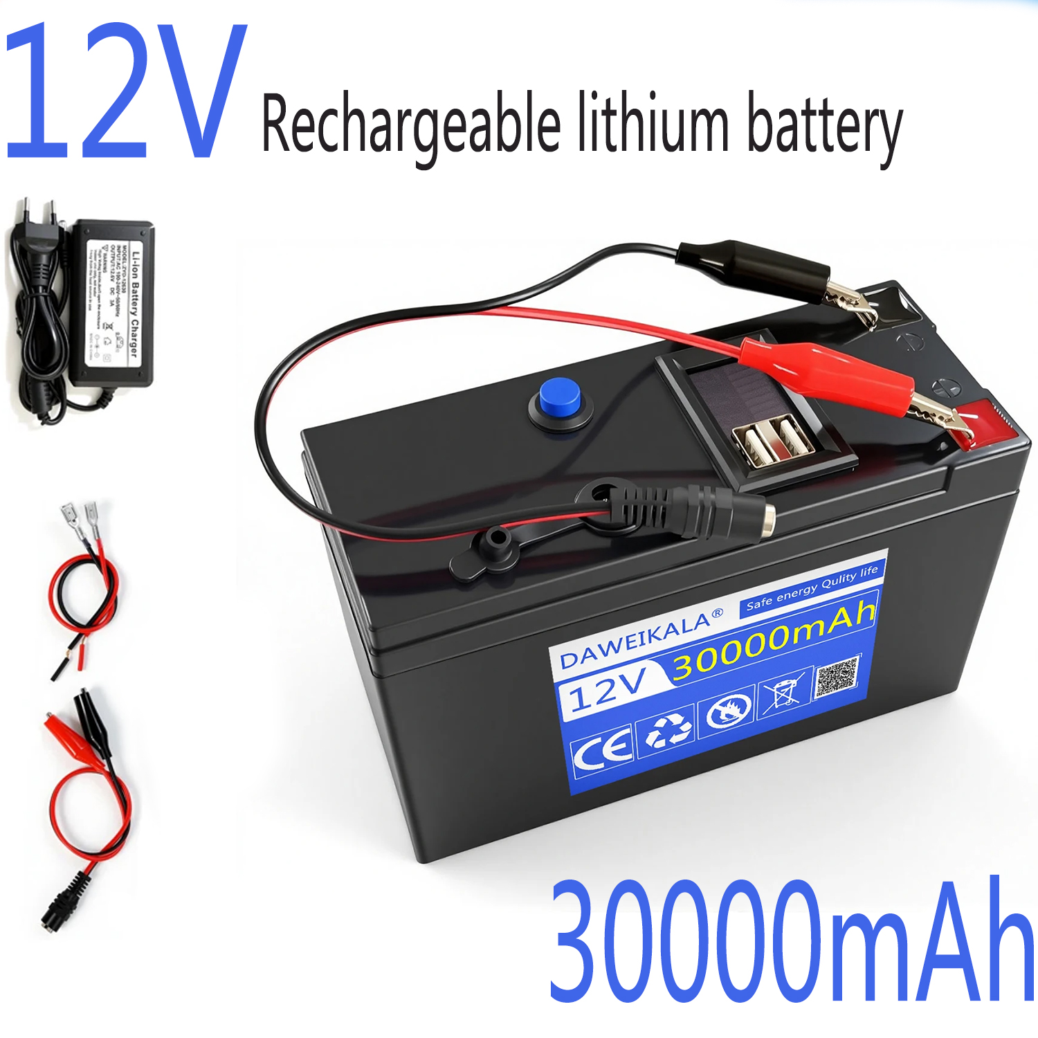 12V 30000mAh 充電式リチウムイオンバッテリーパック電気おもちゃの車 LED ストリップライト屋外電源電源銀行用