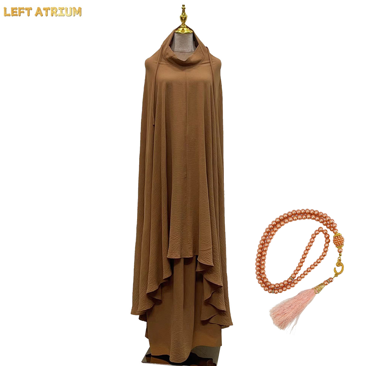 イードジェラバ キマールカフタン 女性イスラム教徒ドレス衣服 Niqab Burqa イスラム服アバヤスカートローブセット Jalabiya 数珠付き