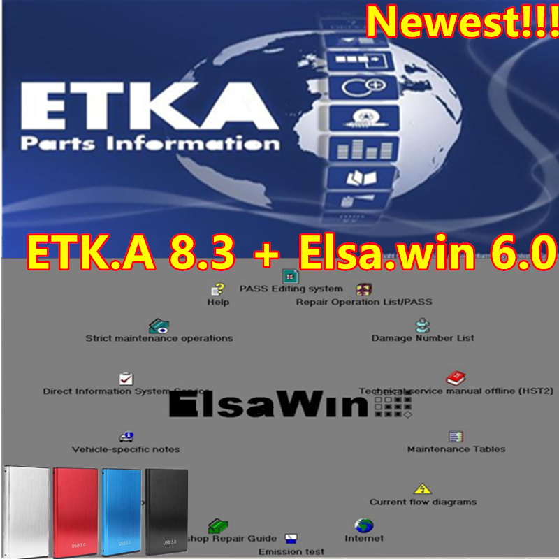 最新の Etka 8.3 ELSAWIN 6.0 メンテナンス ソフトウェア グループ車両電子部品カタログ V/W AU/DI SE/AT SKO/D に適しています
