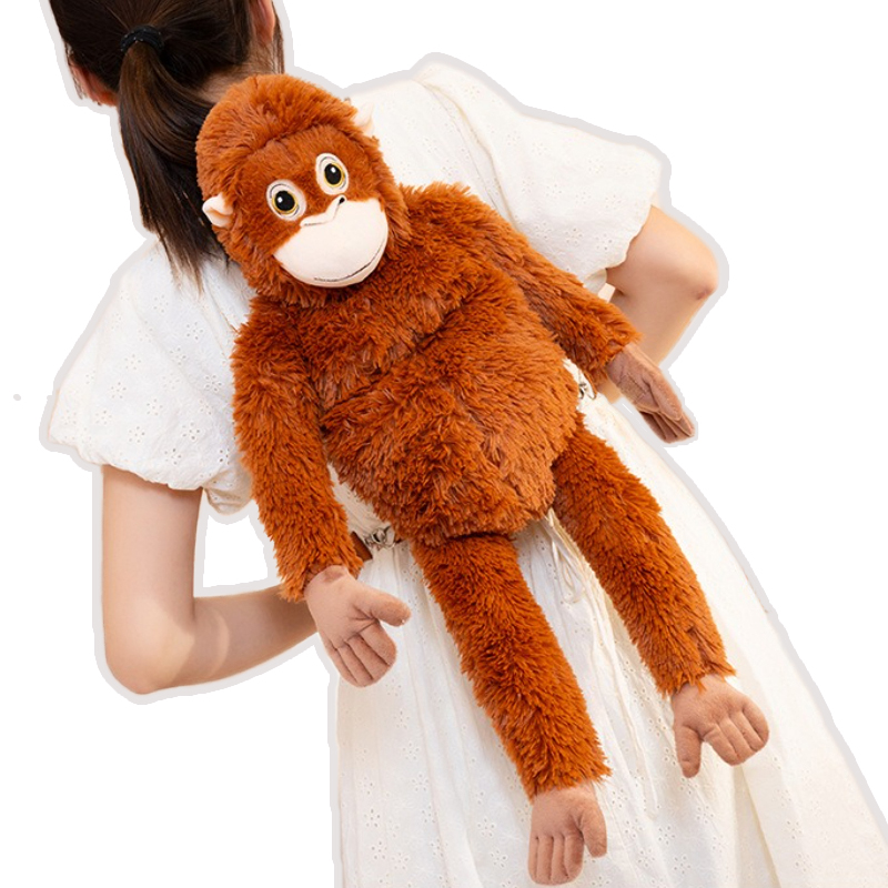 かわいいレッドゴリラぬいぐるみバックパックシミュレーション猿人形スーパーソフトぬいぐるみオランウータンバッグかわいい漫画の友人のギフト車の装飾
